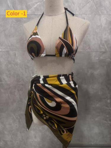 square scarf split one-piece bikini swimsuit