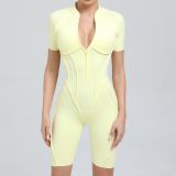 Zipper short sleeved outdoor fitness yoga jumpsuit K0113