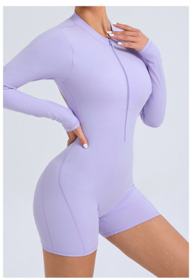 Hollow out half zip jumpsuit with backless quick drying jumpsuit for yoga ZY01
