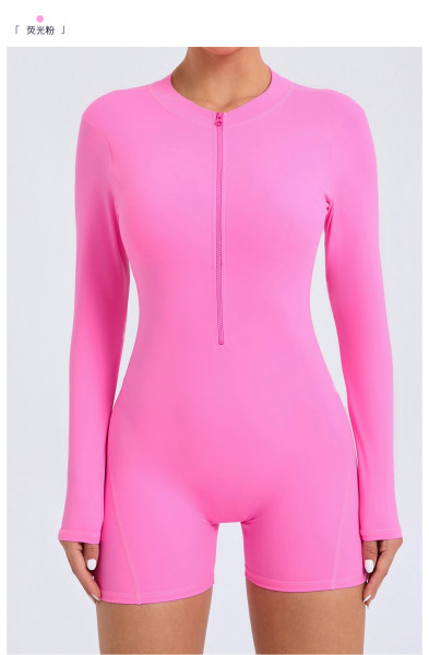 Hollow out half zip jumpsuit with backless quick drying jumpsuit for yoga ZY01