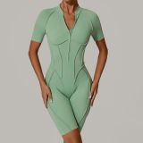 Zipper short sleeved outdoor fitness yoga jumpsuit K0113