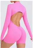 Hollow out half zip jumpsuit with backless quick drying jumpsuit for yoga ZY01