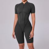 Zipper short sleeved outdoor fitness yoga jumpsuit K0113