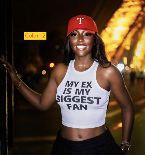 Sleeveless round neck top, pullover printed vest