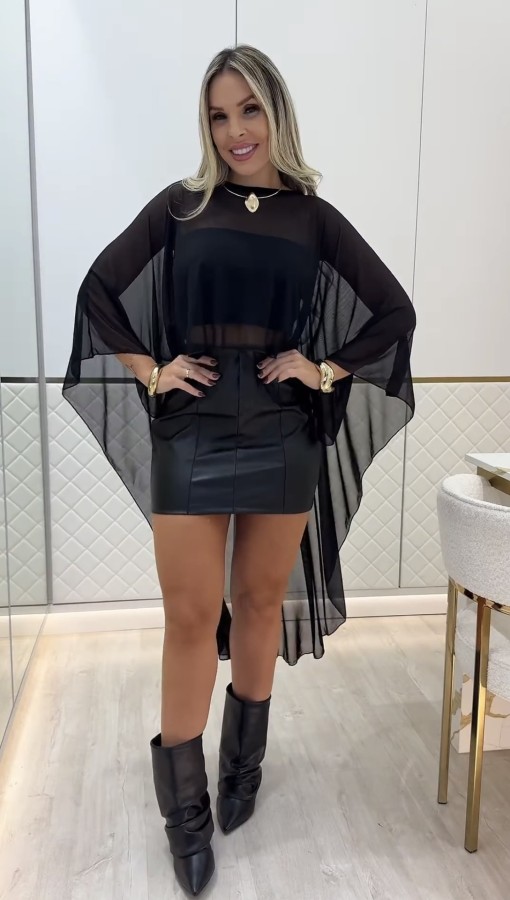 Round neck mesh shawl small camisole cover with inner layer included