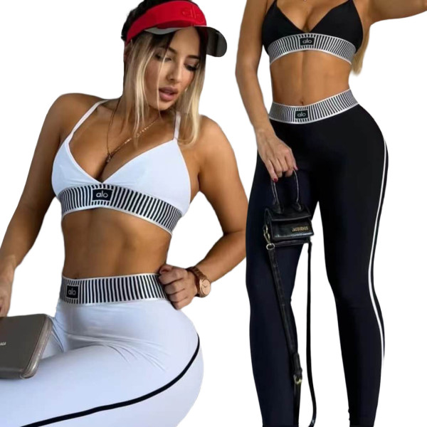 Two piece high-intensity running yoga suit set (with chest cushion)