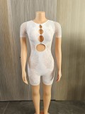 Mesh see through high waisted long sleeved tight fitting hip hugging jumpsuit