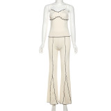 Two piece set of camisole, tank top, slim fit pants