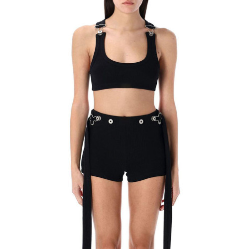 Pit strap buckle ultra short vest waist exposed three part set