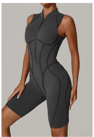 Woolen jumpsuit with hollow back zipper yoga suit