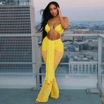 Hanging neck and exposed waist mesh drawstring see through hollow ribbon jumpsuit Hanging neck and exposed waist mesh drawstring see through hollow ribbon jumpsuit