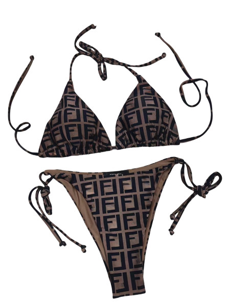 Split letter strap sexy bikini swimsuit