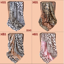 Color blocked leopard print square scarf with a wrapped silk scarf Color blocked leopard print square scarf with a wrapped silk scarf