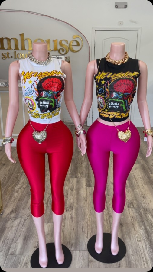 Cartoon graphic T-shirt oversized T-shirt set