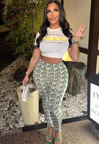 Printed short sleeved T-shirt leggings set