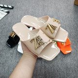 Crystal jelly bottom flat slippers