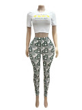 Printed short sleeved T-shirt leggings set