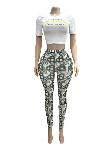Printed short sleeved T-shirt leggings set