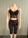 Two piece lace women's shorts set