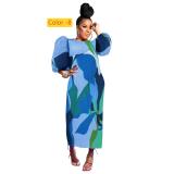Lantern sleeve pleated dress