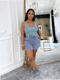 Thickened cotton washed shorts vest two-piece set