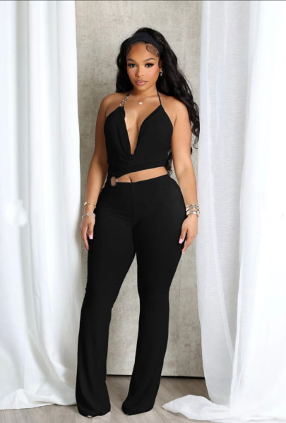 Hanging neck chic hollowed out camisole vest jumpsuit