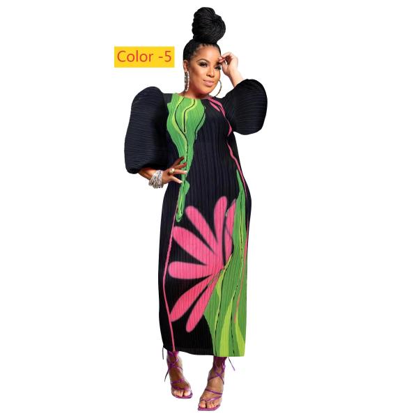 Lantern sleeve pleated dress