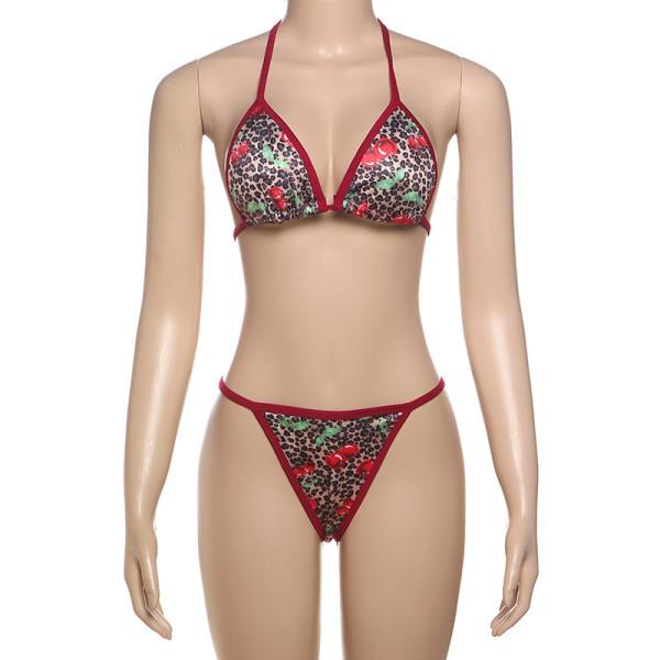 Lace up and crop top bikini three piece set