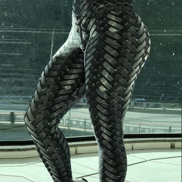 Knitted digital printed women's yoga pants yoga clothes women's pants leggings