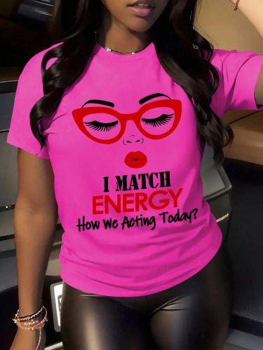 Letter printed round neck short sleeved T-shirt