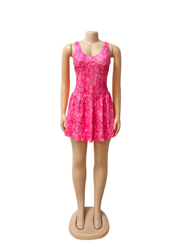 Make old tie dye printed camisole strap patchwork skirt