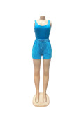 Thickened cotton washed shorts vest two-piece set