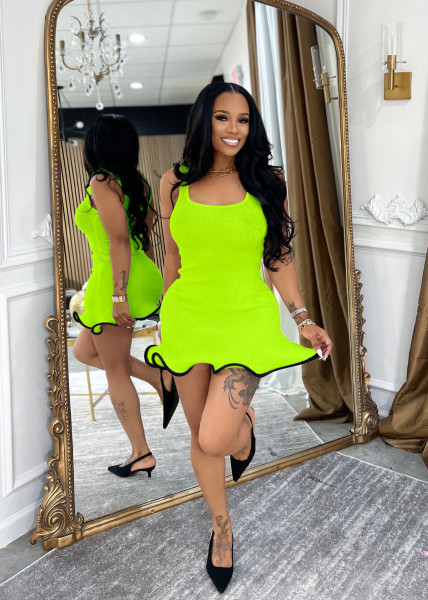 Wave rolled edge vest dress