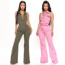 High stretch backless lapel workwear pants jumpsuit High stretch backless lapel workwear pants jumpsuit