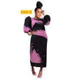 Lantern sleeve pleated dress