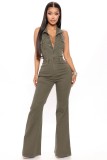 High stretch backless lapel workwear pants jumpsuit