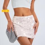 Irregular size sequin mini skirt