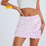 Irregular size sequin mini skirt