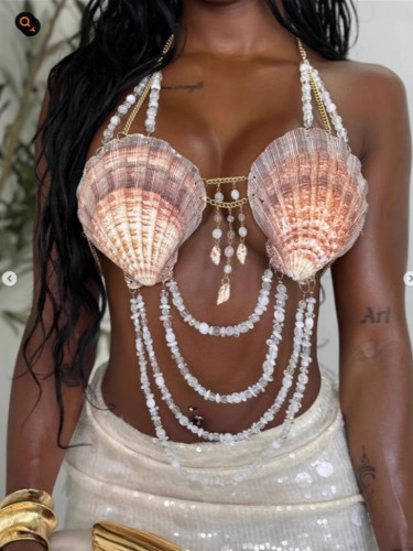 Shell vest, chest decoration, body chain, neck hanging top
