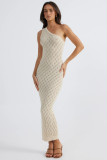 Hollow knit dress, layered with a long top