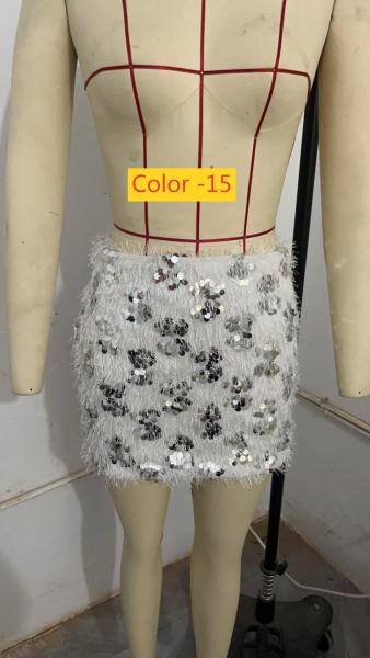 Irregular size sequin mini skirt