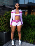 Printed long sleeved neck and chest strap sports three piece set