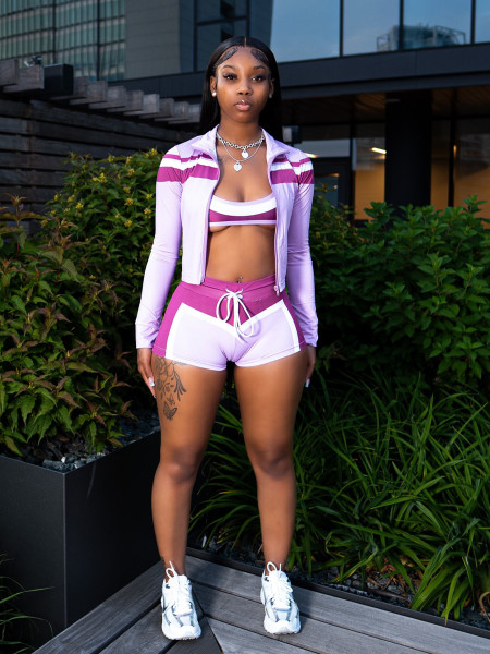 Printed long sleeved neck and chest strap sports three piece set