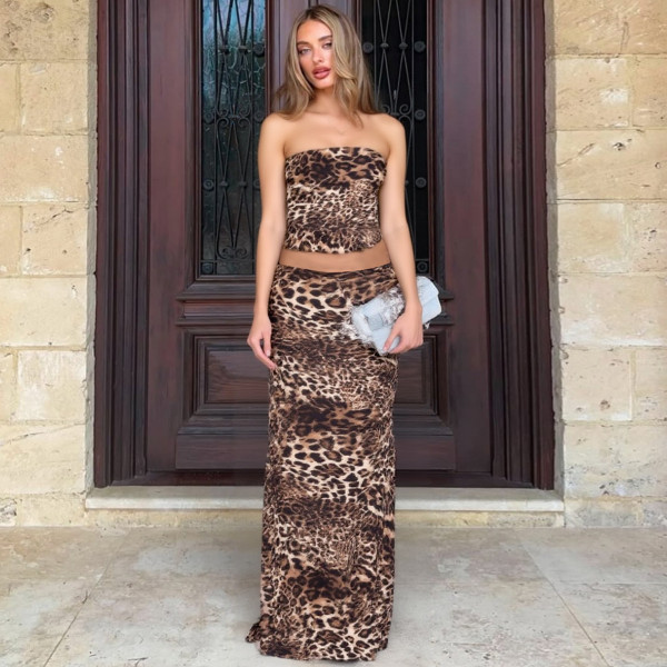 Strapless top and skirt set