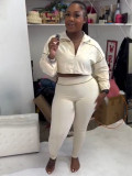 Rubber Buckle Waist Drop Shoulder Sleeve Tight Pants Two Piece Set