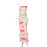 Strapless top and skirt set
