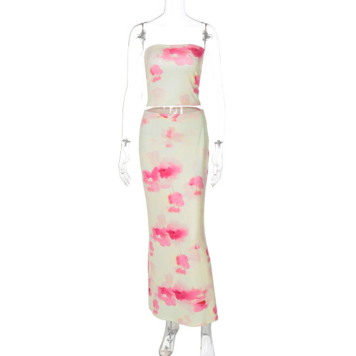 Strapless top and skirt set