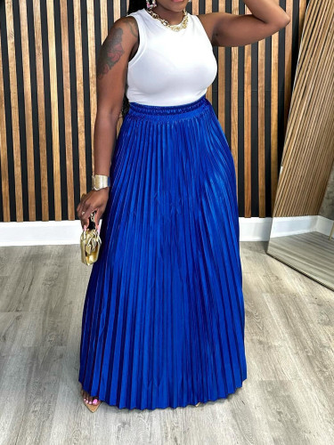 Loose plus size pleated half length skirt