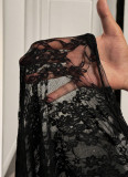 Black suspender bodysuit