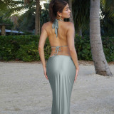 Hanging neck and chest half skirt two-piece set